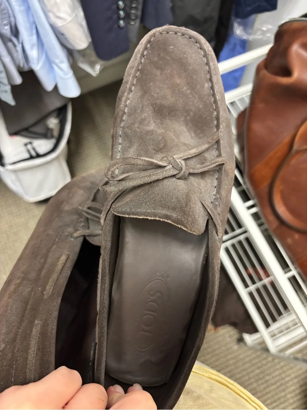 Tod's Dark Brown Suede Gommino Loafers